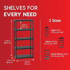 IRIS USA 5-Shelf Heavy Duty Plastic Storage Shelves, 750lb Capacity, 73" H x 36" W x 18" D, Large Modular Shelving Unit Storage Organizer for Garage, Home, Warehouse & Gym, Storage Rack - Black