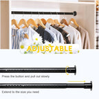 Closet Rod,17 to 55 Inch Adjustable Closet Rods for Hanging Clothes Heavy Duty Closet Hanging Rod Metal Black Closet Poles for Wardrobes