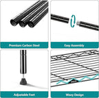 IZEUK 4-Tier Heavy Duty Steel Storage Shelves, Metal Shelf Wire Shelving Rack for Pantry, Kitchen, Garage, or Office Organization (29.5" W x 13.7" D x 47.2" H, 1000LBS, Black)