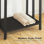 HOOBRO Free Standing Towel Rack, 3 Tier Blanket Rack, Blanket Holder for Bathroom, 16.9" L x 11" W x 31.9" H, Industrial Metal Drying and Display Rack with Shelf, Black BB03LB01