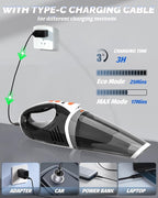 Handheld Vacuum Cordless, Brushless Car Vacuum Cleaner with 12000PA Powerful Suction, 2 Suction Modes Mini Hand Vacuum, Dry & Wet, Portable Vacuum for Car Pet Hair, Home, Office, Keyboards