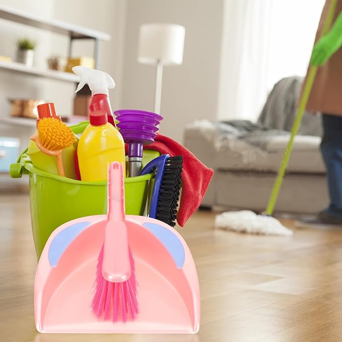 Homoyoyo Mini Broom and Dustpan Set for Household Cleaning, Small Red Desktop Sweeping Kit with Brush, Multi-Function Portable Cleaning Accessory for Pet Hair and Tabletop Use