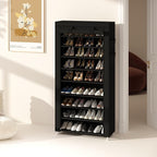 Calmootey 9 Tier Shoe Rack Organizer,Portable Shoe Shelf with Nonwoven Fabric Cover for Closet Hallway,Bedroom,Entryway,31.50x11.81x62.99inches,Black