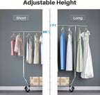 HOKEEPER Clothes Rack, Rolling Clothing Racks for Hanging Clothes, Portable Clothes Rack with Lockable Wheels, Commercial Heavy Duty Garment Rack for Bedroom, Living Room, Laundry, Balcony Collapsible