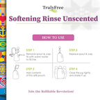 Truly Free Natural Fabric Softener | Non-Toxic for Babies & Kids Sensitive Skin | Plant-Based Laundry Softening Conditioner | Safe, Gentle & Chemical-Free | Unscented | 4 Pack Refill