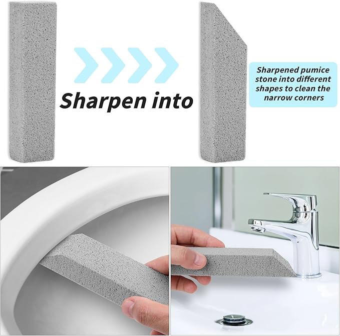 50 Pack Pumice Stones Bulk for Cleaning - Grey Pumice Scouring Pad with 2 Universal Handles, Pumice Stick Cleaner for Removing Toilet Bowl Ring, Bath, Household, Kitchen, Pool, 5.9 x 1.4 x 0.9 Inch