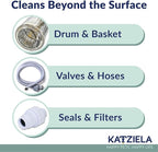 Katziela Washing Machine Cleaner Tablets – 6 Pack (3-Month Supply) – Loosens Pet Hair & Eliminates Odors – Fragrance-Free Enzyme Formula – Safe for All Washers – HE Compatible & Septic Safe