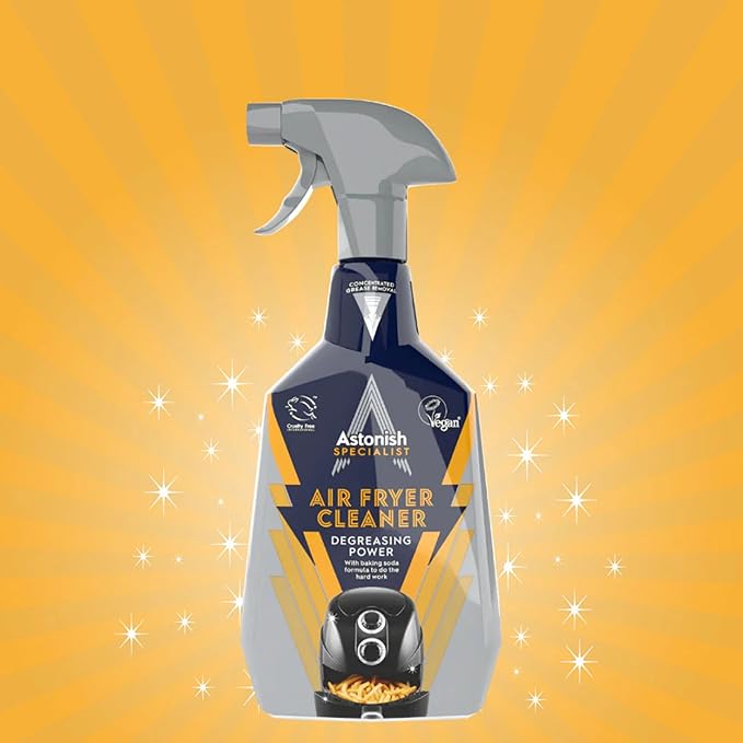 Astonish 750ml Specialist Air Fryer Cleaner Spray with Baking Soda, 2 Pack - Non Stick Safe Grease Remover, Food Residue Lifter, Quick Rinse Vegan Cruelty Free Kitchen Degreaser, No Scrub Formula