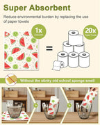 6 Pack Swedish Dishcloths for Kitchen - Reusable Dish Cloths for Washing Dishes Absorbent Cute Funny Kitchen Towels Cleaning Sponge, Lemon Fruit