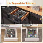 Lifewit Silverware Drawer Organizer Tray, Plastic Cutlery Storage for Kitchen, Flatware and Utensil Holder Divider for Spoons Forks Knives Tableware, 9.1 x 12.6", 5 Slots, Gray