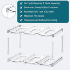 LARGER Compartment - Stackable Water Bottle Organizer Holder - for Stanley & Others' Large Tumbler - Clear Wine Rack, Cup Bottle Holder for Cabinet Home Countertop Fridge Pantry Shelf, 2 Tier Hold 6