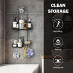 Epicano Shower Caddy Hanging, Anti-Swing Over Head Shower Caddy Rustproof with Hooks for Towels, Sponge and More, Matte Black