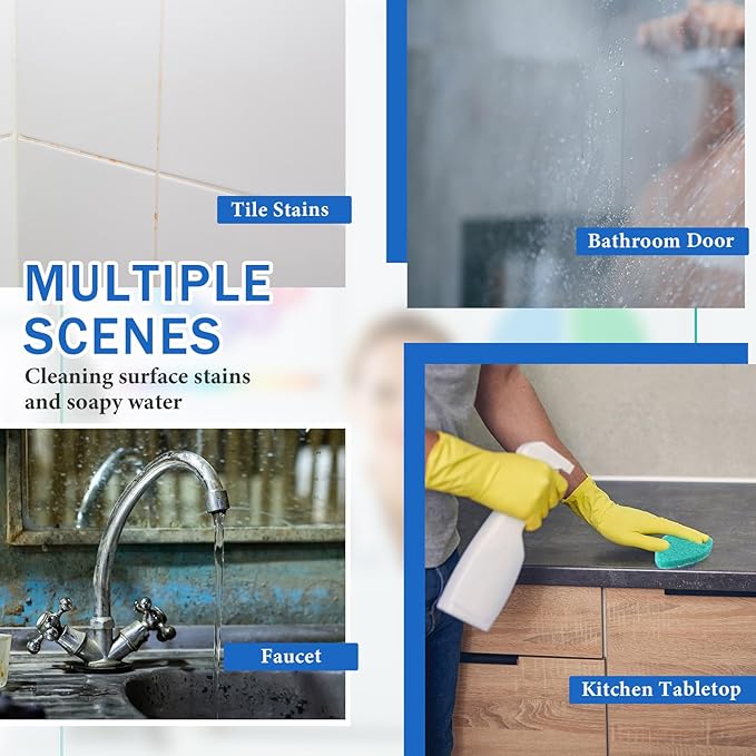 Baderke 4 Pcs Tub Tile Scrubber Cleaning Brush Pads (Without Handle) Compatible with Qaestfy Non-Scratch Scouring Pads Scrub Brush for Shower Bathroom Buildup Toilet Wall Floor (Blue)