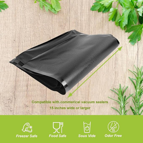 15" x 20" Vacuum Seal Bags Black and Clear, Precut Vacuum Sealer Bags for Food Storage, Heavy Duty Commercial Grade 5 Mil Vacuum Bags, 50 Count
