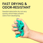 Swedish Wholesale Dishcloths Reusable 8" x 7" Sponge Cloths, Bulk 10 Pack of High Absorbent Cellulose Dish & Kitchen Cleaning Hand Towels, Wring to Dry & Machine Wash, Odor Resistant, Purple