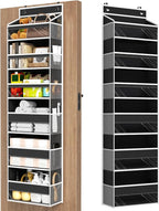 Mefirt Over The Door Organizer, 6 Shelf Door Hanging Organizers with 6 Large Capacity Pockets, Behind Door Storage Hanging Shelves for Closet Wall Bathroom Bedroom Nursery