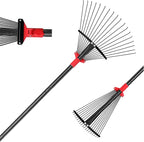 BsBsBest 61 Inch Rake for Leaves with 18 Metal Tines 10-18" Expandable Head Rakes Adjustable Handle for Lawn Leaf Rake Yard Tools for Collecting Leaves, Grass Clippings, Garbage