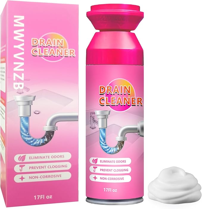 2025 New Foaming Drain Cleaner And Deodorizer, Kitchen Sink Cleaner Foam, Drain Clog Remover, Bathroom Sink Drains Cleaners Foam for Kitchen Sinks, Shower Drains, Tubs (1pcs)