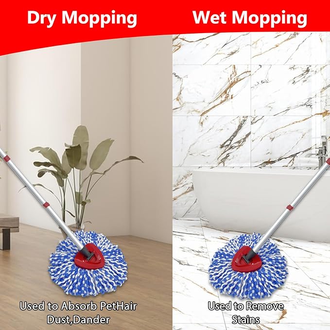 Spin Mop Replacement Heads Compatible with O Cedar RinseClean 2 Tank System,4 Pack Mop Refills Microfiber Mop Replace Heads,Deep Cleaning for All Flooring,Machine Washable and Easy to Install