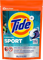 Tide Power Pods Sport Laundry Detergent Pacs, 18 Count, Advanced Sweat + Stain Fighter