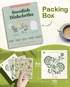 6 Pack Swedish Dishcloths for Kitchen - Reusable Dish Cloths for Washing Dishes Absorbent Cute Funny Kitchen Towels Cleaning Sponge, Green Artist