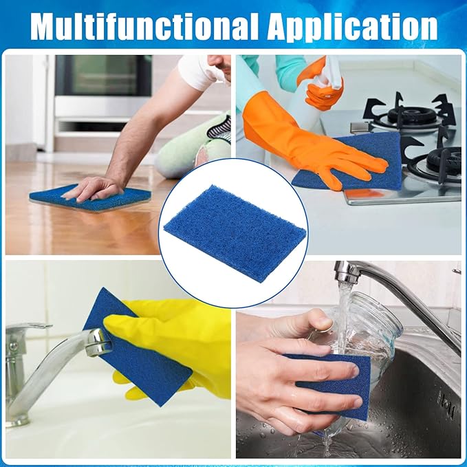 40 Pcs Heavy Duty Scour Pads,Scouring Pads,4 x 5.95 inch Scrubbing Pads for Metal Grills & Kitchen Scrubbers,Non-Scratch Reusable Dish Scrubbing Pads for Kitchen Dishes Sink Bathtub(Blue)