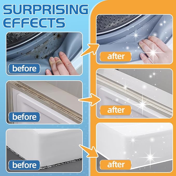 Sugelary Mold Stain Cleaner, 8 Fl oz All-Purpose Gel for Front Loader Seal, Household Cleaner Gel for Bathroom Grout, Sink, Shower, Caulk, Washing Machine Cleaning Solution