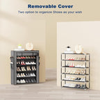 Mavivegue Shoe Rack with Cover, 5 Tier Shoe Organizer for Entryway, Shoe Storage for Front Door Entrance, Closet, Garage, Grey