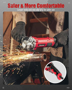 AVID POWER Angle Grinder 4-1/2 Inch 8.0 Amp 1000W Electric Grinder Tool 7-Variable-Speed Metal Grinder, 11,500 RPM, Paddle Switch with Lock-on Button, Cutting & Grinding Wheels and Side Handle - Red