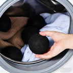6 Pack Wool Dryer Balls Laundry Reusable Anti Static, Cotton Balls Wool Laundry Balls for Dryer Reduces Clothing Wrinkles Natural Fabric Softener Last 1000+ Loads (Black, 2.75 in/7 cm)