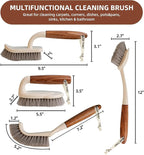 4-Pack Heavy Duty Scrub Brushes Set with Wooden Handles, Triangle & Square Floor Scrubber, Dish Brush, Grout Cleaner for Kitchen, Bathroom, Tile, Carpet & Stubborn Stains Removal