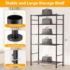 BolDuck 5 Tier Shelf Organizer Rack, Metal Shelving Unit with Adjustable Leveling Feet, Space-Saving Storage Shelves for Garage Closet Laundry Bathroom Kitchen Pantry, 33.07”Wx12.6”Dx72.04”H,Black