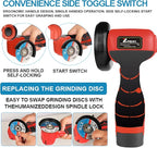 Cordless Brush Angle Grinder Kit, 19500rpm Mini Electric Angle Grinding Tool with 2pcs 16.8V 2000mAh Batteries and 5-Cutting Discs, Grinder Handheld Cutter for Metal Wood