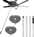 Ceiling Fan Cleaner Duster,Reusable Microfiber Ceiling Fan Blade Cleaner Duster with Extendable Long Handle Removable 13 to 48 in for Cleaning Bookshelves,Door,Window Top (Gray)