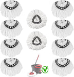10-Pack Spin Mop Replacement Heads, 100% Microfiber Spin Mop Refills Heads,360°Micro Replacement Mop Head for Easy House Cleaning Floor Mopping,White