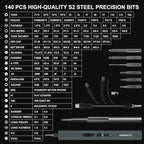 STREBITO Mini Electric Screwdriver Set 155 in 1 Small Electric Screwdriver Cordless, 140 S2 Magnetic Bits, 3 Torque Settings, 650mAh Battery, Precision Electric Screwdriver Kit for Computer Laptop RC
