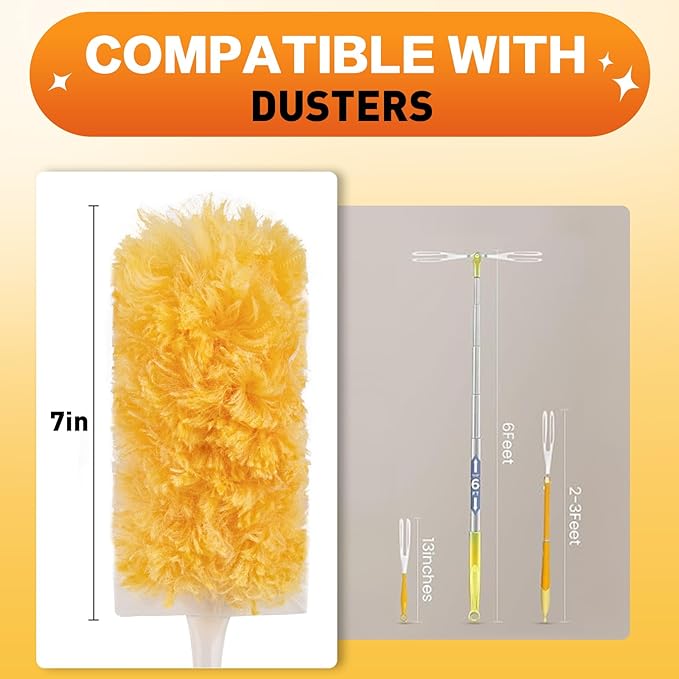 Heavy Duty Duster Refills (30Pack+1Handle), Unscented Disposable Dusters Kit for Cleaning Dusting Furniture Blind Ceiling Fan, Multi Surface 360 Feather Duster
