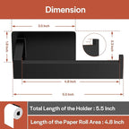 Toilet Paper Holder, Self-Adhesive Toilet Paper Roll Holder for Bathroom and Washroom, No-Drill SUS 304 Stainless Steel,Matte Black