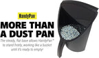 HandyPan Heavy Duty Dustpan, Black - Large Dust Pan Made in the USA with Tight Seal Lip to Keep Dust, Dirt, Debris In-Great for Home, Shop, Garage, Use-Stackable, Standing Dustpan for Wet or Dry Tasks