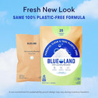 BLUELAND Oxi Laundry Booster Powder with Tin, Starter Set, Fragrance Free & Clear, 25 Loads, 17.6 oz, Plastic-Free, Eco Friendly, Oxy Cleaner, Stain Remover