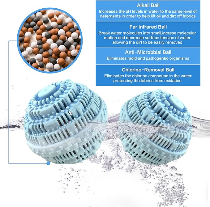 1pcs Laundry Balls for Washer, Natural Detergent Laundry Downy Ball for Washing Machine, Eco Friendly Fabric Softener Ball for 2000 Washings, Blue