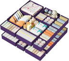 DIMJ Drawer Organizer Clothes 15 Pack - Foldable Baby Organizers and Storage & Dresser Organizer for Bedroom, Closet - Nursery Organization Dresser Dividers for underwear, Sock,Bra, Belt, Tie, Purple