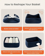 Small Woven Basket, 12 x 8 x 4.5 Inches, Storage Basket for Organizing, Cute Small Rope Shelf Closet Cube Storage Bins Baskets for Shelves, Dog Toy Gift Baskets Empty, 3 Packs, Navy Blue