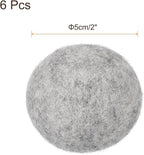 uxcell 6 Pcs Wool Dryer Balls, 2 Inches Wool Laundry Dryer Balls for Reducing Clothing Static and Wrinkles, Light Grey