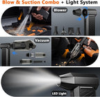 Preciva 2-in-1 Compressed Air Duster, 180,000 RPM High-Speed Turbo Electric Duster & Vacuum with 3-Second Deep Cleaning, Rechargeable Battery, 6 Attachments and LED Light for Keyboard, PC, Car, Home
