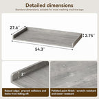 Washer Dryer Countertop, 54.3" x 27.6" Wooden Laundry Countertop with Edge Rails, Washer and Dryer Topper for Laundry Room Organization and Storage