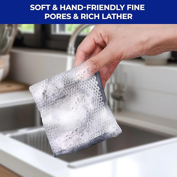 Wangjinpeng 12PCS Non-Scratch Multipurpose Steel Wire Dishcloths - Reusable Quick-Dry Odor-Free Scrub Cloths for Dishes, Kitchen Cleaning Cloths for Cookware, Sinks, Stove Tops(9.84X9.84)