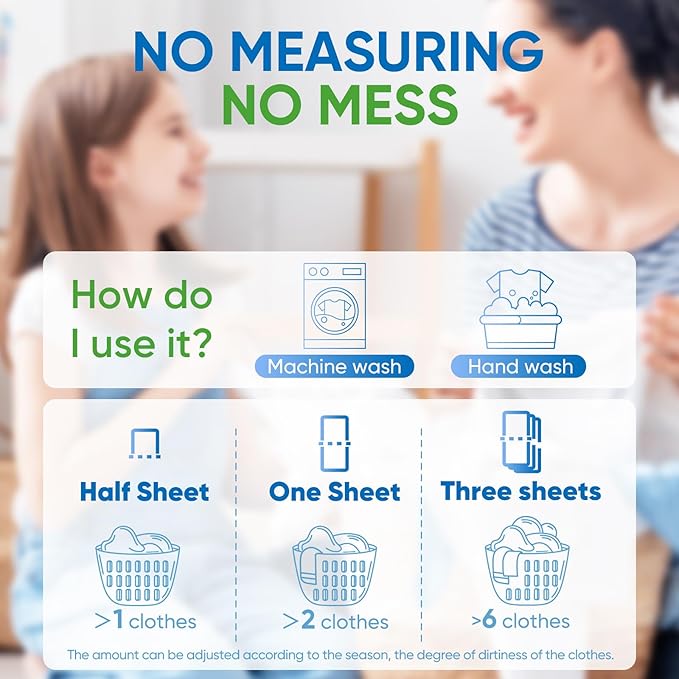 Laundry Detergent Sheets 300 Loads Diesetsr Laundry Sheet ECO-friendly Travel Plastic-Free Washing Detergent Soap Sheets,Fragrance-Free