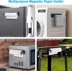 Paper Towel Holder Black, Toilet Paper Roll Holder Magnetic Towel Rack Wall Mount Fridge Organizer Shelf for Towels Rolls Bar Bathroom Toilet Pantry RV Essentials Kitchen Organizers and Storage 2 Pack