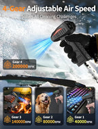 Compressed Air Duster, 200000RPM Electric Air Duster with Light, 4-Gear Adjustable Cordless Dust Blower for Computer, Keyboard, Outdoor, Home and Car (FB09-Black)
